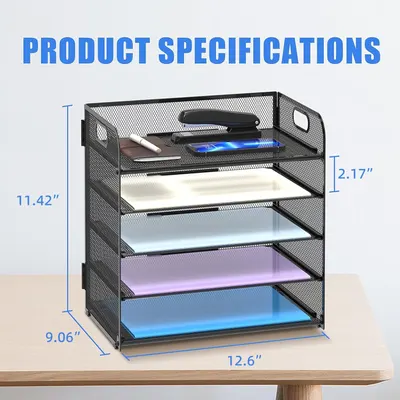 Provides exact measurements of the product to help customers understand its size and fit on their desk or workspace.