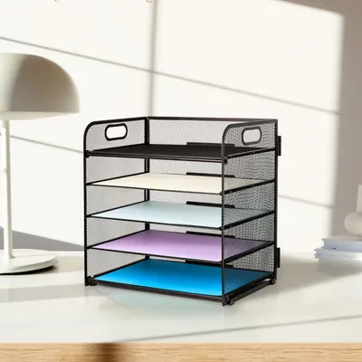 Shows the product's capacity to organize multiple sheets or documents in different colors, demonstrating its utility for office or home organization.