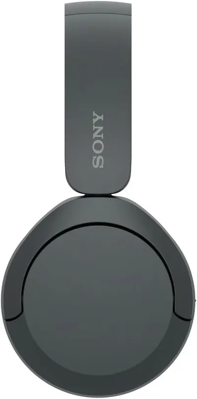 Shows the Sony headphones in a clean, minimalist setting to highlight their sleek design and premium appearance.