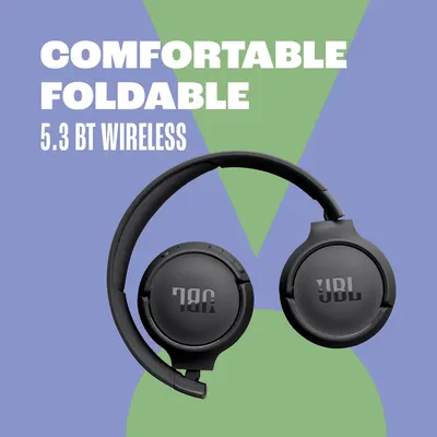 Highlights the headphones' comfortable fit and foldable design for easy portability. Informs the customer about the wireless connectivity feature and compatibility with Bluetooth 5.3 devices.