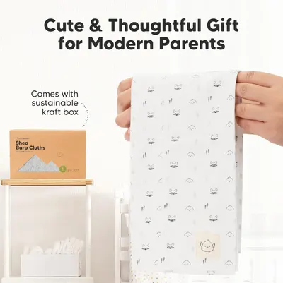 Showcases the product's eco-friendly packaging and adorable pattern to appeal to environmentally-conscious parents looking for stylish baby items. Positions the product as an ideal gift for modern…