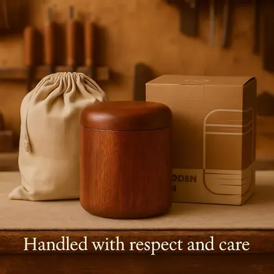 Shows the complete package contents to reassure customers of the value and care put into the product presentation. Emphasizes the high-quality, respectful handling of the product to appeal to…