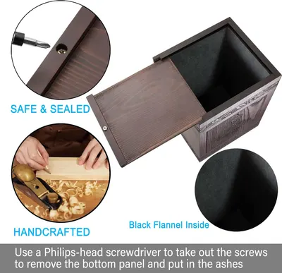 Highlights multiple quality features of the wooden box, including its secure closure, handcrafted construction, and protective interior lining.