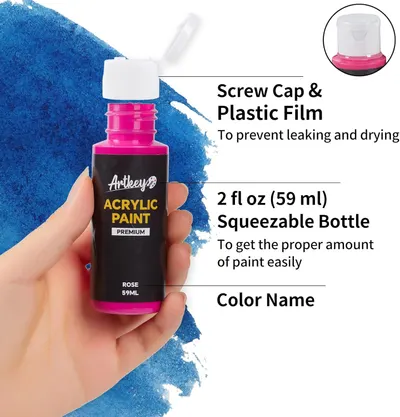 Highlights key features of the paint bottle design to show how it prevents leaking and allows for easy paint dispensing.