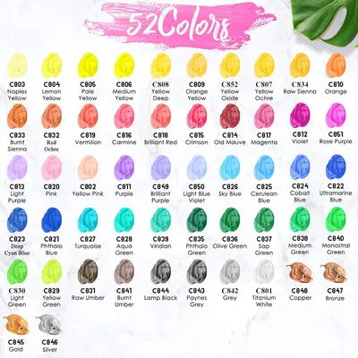 Showcases the wide range of 52 colors available in the product line to demonstrate versatility and appeal to different customer preferences.