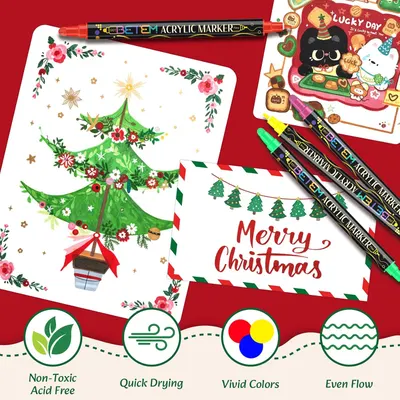Secondary Images for Betem 24 Colors Dual Tip Acrylic Paint Pens Markers