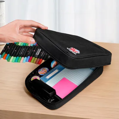 Shows the variety of items that can be stored in the product, demonstrating its capacity and organizational features.