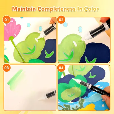 Demonstrates how to maintain color completeness when using markers or paint pens for artistic projects.