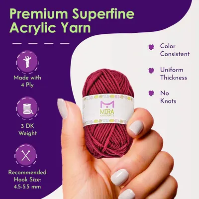 Highlights multiple features of the acrylic yarn to showcase its premium quality and provide specific details for crafters.