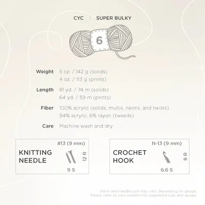 Provides detailed information about the yarn's weight, length, fiber content, care instructions, and recommended knitting/crochet tools to help customers understand the product's characteristics and…