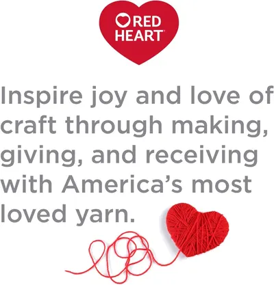 Reinforces the Red Heart brand identity and communicates its mission to inspire joy and love through crafting with yarn.
