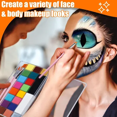 Showcases the versatility of the makeup product for creating unique and artistic face and body makeup designs. Demonstrates the process of applying creative makeup, encouraging customers to try…