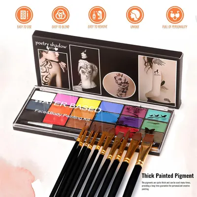 Highlights multiple benefits of the face and body painting kit, emphasizing its ease of use, versatility, and ability to create unique looks.
