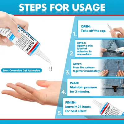 Provides clear step-by-step instructions on how to use the non-corrosive gel adhesive, ensuring customers understand the proper application process.