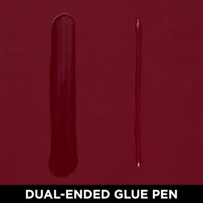 Highlights the unique dual-ended feature of the glue pen, showing its versatility and ease of use.