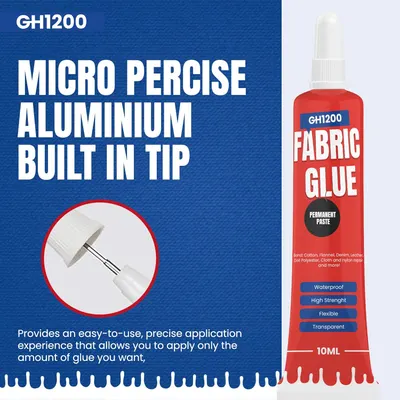 Highlights the product's precise application feature to show ease of use and control when applying the glue.