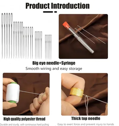 Secondary Images for 34PCS Big Eye Steel Sewing Needles Kit