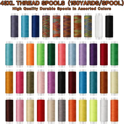 Showcases the wide range of thread colors and types included in the set, emphasizing quantity and variety to appeal to crafters and sewers.