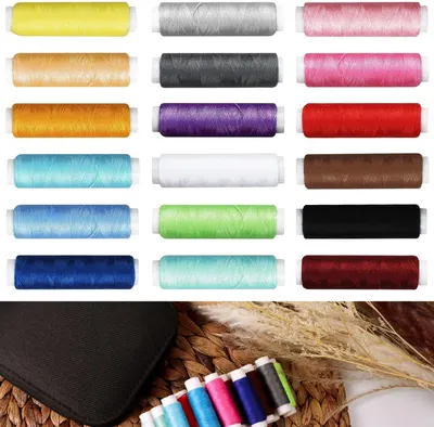Showcases the wide range of thread colors included in the product set, appealing to crafters who want versatility in their sewing projects.