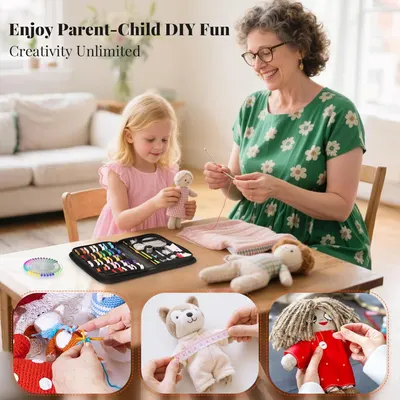 Showcases how the product can be used for creative parent-child activities, promoting family bonding through DIY projects. Demonstrates various ways to use the sewing kit for creating and…