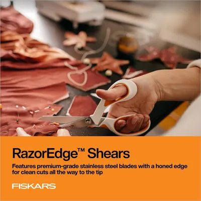 Highlights the high-quality stainless steel blades with a honed edge to emphasize precise cutting ability.