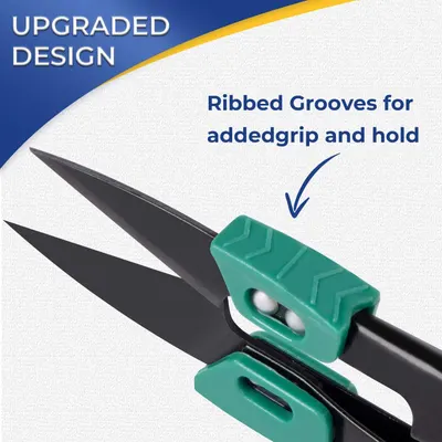 Highlights the upgraded design feature of ribbed grooves for better grip and hold, emphasizing improved usability and control.