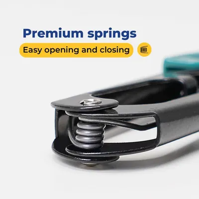 Highlights the product's premium springs feature, emphasizing easy opening and closing for user convenience.