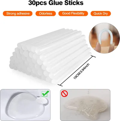 Highlights multiple key features of the glue sticks to demonstrate their quality and versatility for various applications.