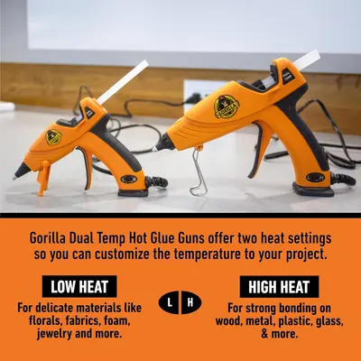 Highlights the product's dual temperature functionality, showcasing its versatility for different materials and projects.