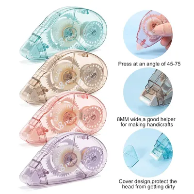 Demonstrates the correct way to use the product, specifically highlighting the optimal angle for application. Showcases multiple product features including color variety, tape width, and protective…