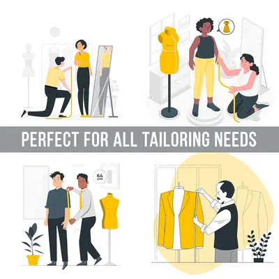 Demonstrates various tailoring scenarios to show the product's versatility in different fitting and alteration needs.