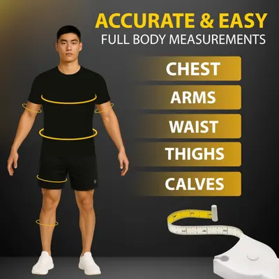 Shows customers how to accurately measure different parts of their body for proper sizing of clothing or fitness tracking.