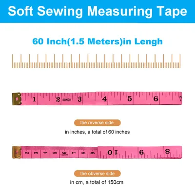 Shows the exact length of the measuring tape in both inches and centimeters, helping customers understand its size and measurement capacity.