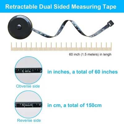 Demonstrates the product's ability to measure in both inches and centimeters, highlighting its versatility for different measurement needs. Emphasizes the retractable feature of the measuring tape,…