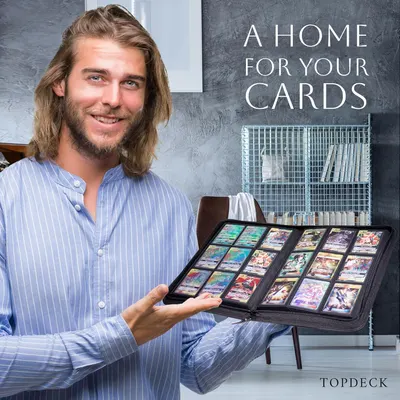 Highlights the product's ability to safely store and display trading cards, appealing to collectors.
