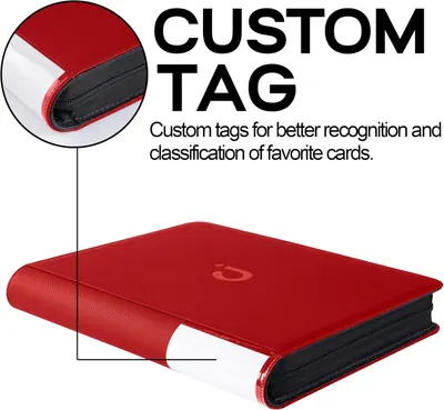 Highlights the product's custom tag feature for better organization and recognition of cards.