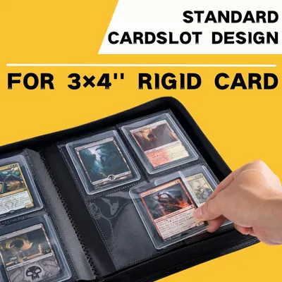 Demonstrates that the product is designed to hold 3x4 inch rigid cards, helping customers understand the specific card size it accommodates.