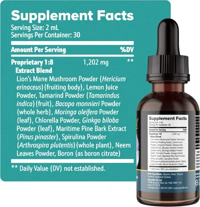 Provides detailed information about the supplement's serving size, ingredients, and nutritional content to help customers understand what's in the product.