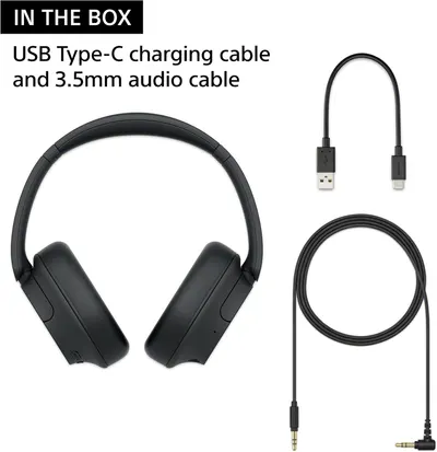 Shows the complete package contents to inform customers of all included accessories with the headphones.
