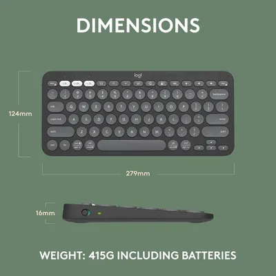 Provides exact measurements of the keyboard to inform customers about its physical size and portability.