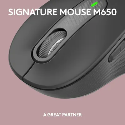 Highlights the mouse's Smart Wheel feature as a key selling point, emphasizing its innovative design and functionality.