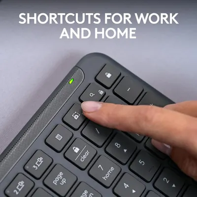 Highlights the keyboard's shortcut keys to show how it can improve productivity at work and home.