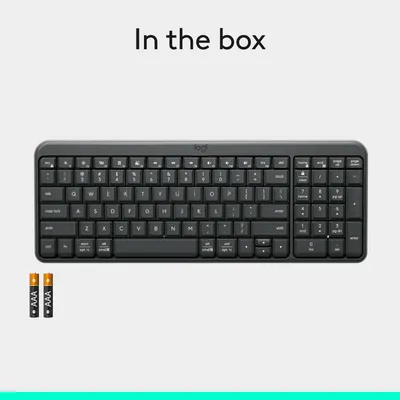 Shows the complete package contents, including the keyboard and batteries, to inform customers of everything they will receive.