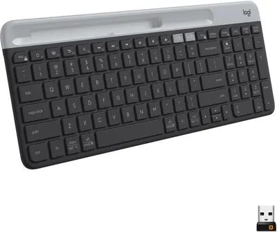 Shows the full layout and size of the keyboard to demonstrate it has a complete set of keys including a number pad.