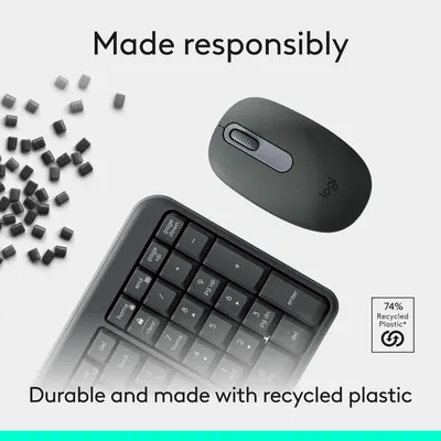 Highlights that the product is made responsibly using recycled plastic, appealing to environmentally-conscious consumers.