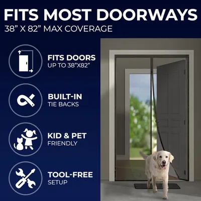 Informs customers about the maximum door size this product can fit, ensuring they purchase the correct size for their doorway. Highlights the versatility and ease of use of the product, appealing to…