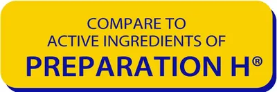 Compares the active ingredients of this product to those of Preparation H, implying similar effectiveness.