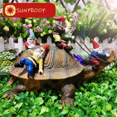 Highlights the product's ability to withstand sun exposure, likely for outdoor garden decorations.