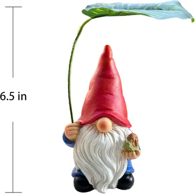 Shows the exact height of the garden gnome figurine to help shoppers understand its size.