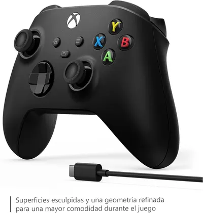 Highlights the controller's refined geometry and sculpted surfaces for improved comfort during gameplay.